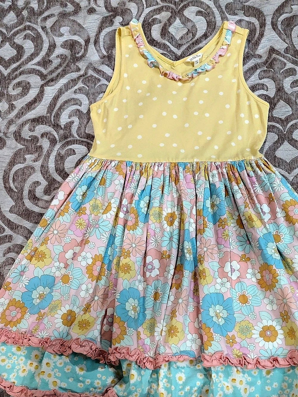 Matilda Jane Sun Flare Lap Dress Girls Floral Polka Dot Dress